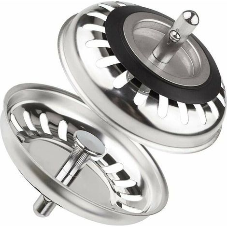 Klassischer Abflusskorb, 79,3 mm Durchmesser, 2er-Set Edelstahl-Spülbeckenstöpsel, universeller Spülbecken-Siebeinsatz, T-Audace Anti-Verstopfungs-Edelstahl-Abflussstöpsel, für Küche und Bad (1/4)