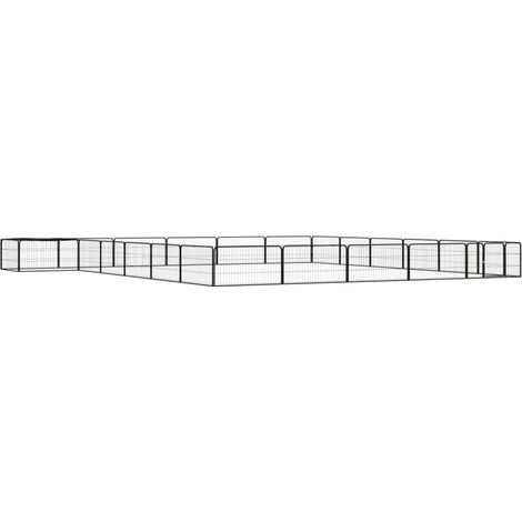 24-tlg. Hundelaufstall Schwarz 100x50cm Stahl Pulverbeschichtet