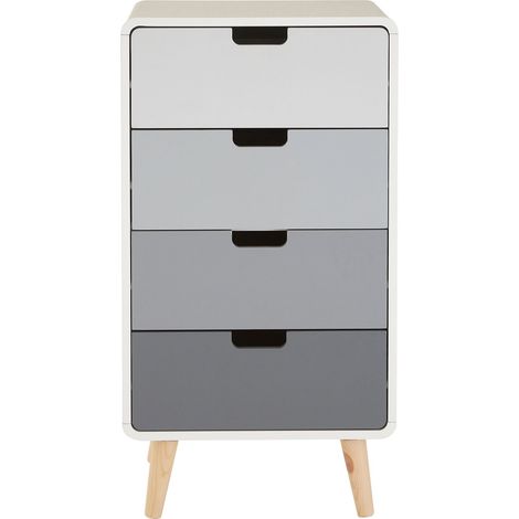 Interiors by Premier Contemporary 4 Drawer Cabinet, Ample Storage Space Bedside Cabinet, Renewable Pine Wood Legs Storage Cabinet (1/5)