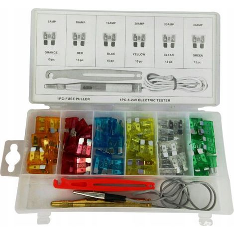 Set di fusibili in zinco 5A-30A 93 elementi in un organizer