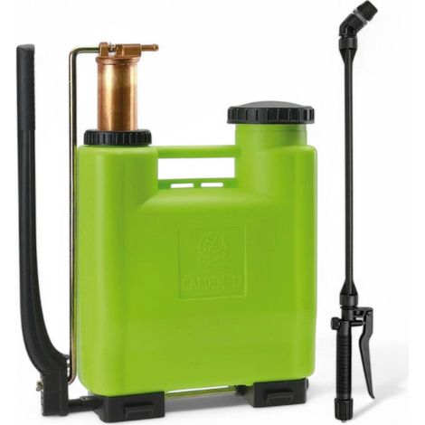 Bomba pulverizadora de mochila 12 litros verde con arranque manual y regulador de presión y bomba de latón Jardín