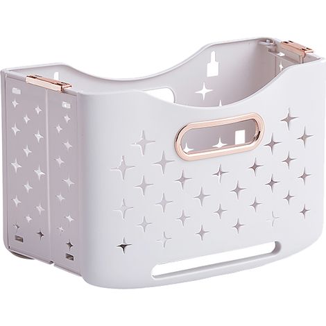 Panier à linge pliable et portable, rangement pour vêtements, idéal pour la maison et l'hôtel, couleur or rose, panier simple (1/5)