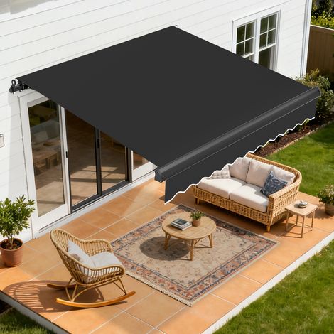 TolleTour Tenda da sole articolata a muro Tenda elettrica  Retrattile Protezione UV50+ 2,5x2 m Alluminio Telaio Antracite Uso esterno