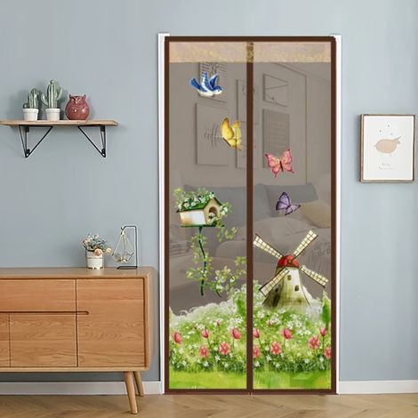 Rideau anti-moustiques magnétique, Ecran de porte silencieux et doux pour chambre d'été, 90x210cm (1/4)