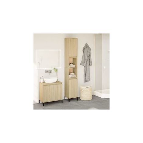 Armoire salle de bain chêne sonoma 30x30x190 (1/5)
