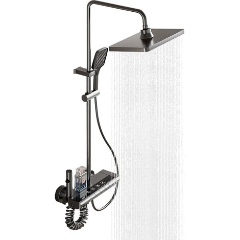 Kit de Robinet de Douche Complet avec Colonne de Douche en Hauteur, Douchette de Tête Carrée et Touches de Piano (1/5)
