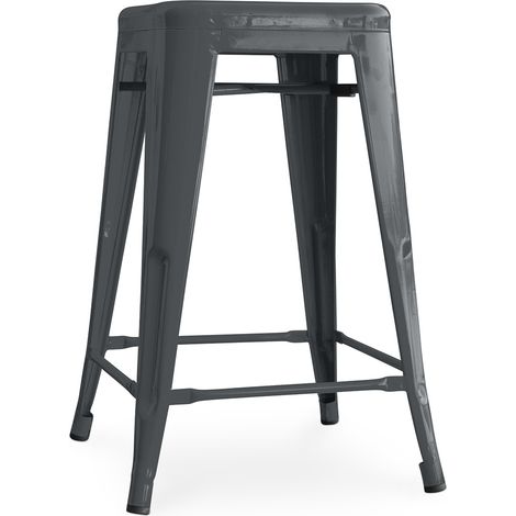 Tabouret de bar - Design industriel - 60cm - Nouvelle édition - Stylix Gris foncé