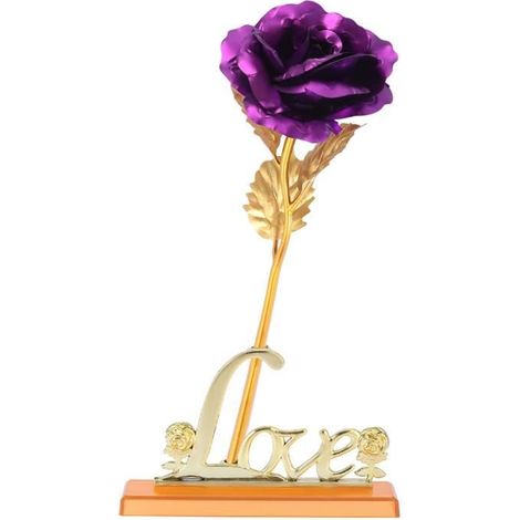 24K Rose, Rose Eternelle Fleur de Rose Artificielle avec Boîte et Support Cadeau pour Saint Valentin DQFRANCE (1/4)
