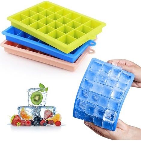 Moule à Glaçons, 3 Pièces Bac à Glaçon Silicone 24 Compartiments Bac à Glaçons en Silicone Empilable Bac à Glaçons pour Boissons Fruits Glaces Bébés (1/5)
