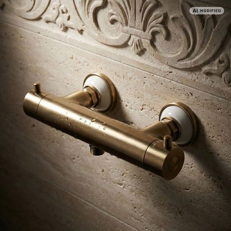 PaulGurkes Dusch-Thermostat Retro mit Keramik Mischbatterie Antike Bronze Messing (1/3)