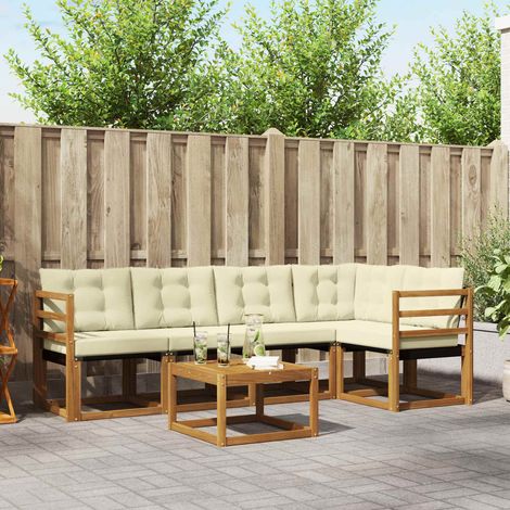 Outdoor-Sofagarnitur mit Kissen 6 pcs Natur und Creme