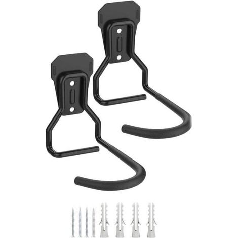 Fahrradhaken – 2er-Set – Fahrradaufhängung – Fahrradständer – Metall – Wandhalterung – Werkzeughalter – Für alle Fahrradtypen geeignet – Schwarz