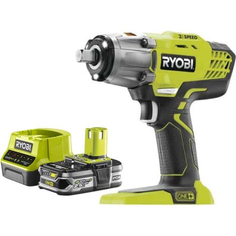 Pack RYOBI Boulonneuse à chocs 18V One+ R18IW3-0 - 1 Batterie 2.5Ah - 1 Chargeur rapide RC18120-125