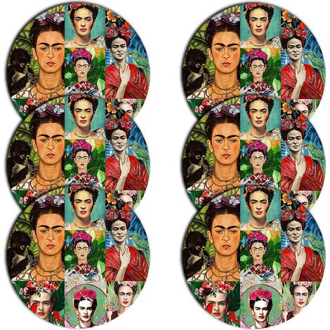 Juego de 6 manteles individuales redondos en 3D - Frida moderna (1/3)