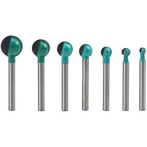 Rundboden-Holzfräser-Set, 7-teilig, 6-mm-Schaft, 6/8/10/12/14/16/19-mm-Fräskernfräser, Nutfräser für Oberfräsen, Fräswerkzeug (1/5)