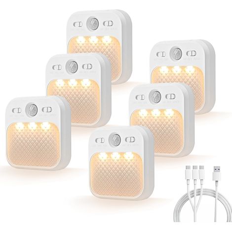Luce con sensore di movimento per interni MERTTURM [30 giorni di standby], luce notturna a LED per bambini con 3 colori di luce, adesivo magnetico per corridoio, scale, camera da letto, soggiorno, 6 p (1/5)