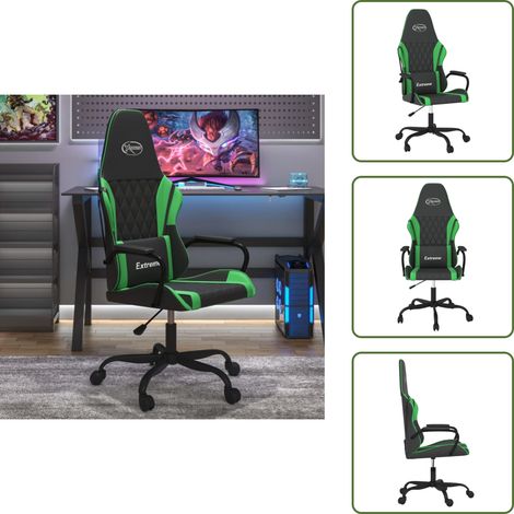 The Living Store Sedia da Gaming Nera e Verde in Similpelle - Similpelle