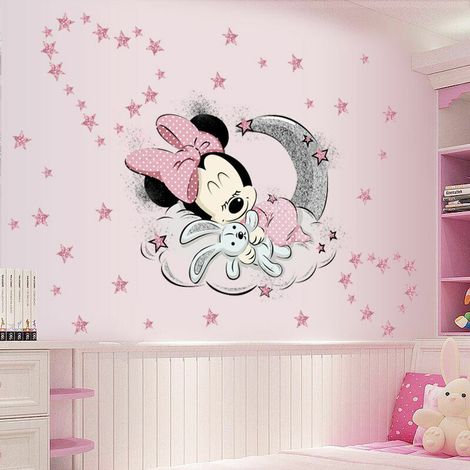 Stickers muraux Mickey et Minnie pour enfants – Autocollants chambre bébé 40x80cm – Vinyle adhésif étanche et résistant à l'humidité – (1/5)