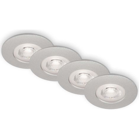 Jeu de 4 lampes encastrées au plafond, à intensité variable, lampes LED encastrées ultraplates, spot encastré salle de bain, spot encastré salle de bain IP44, chrome mat, 90x25 mm (DxH) (1/3)