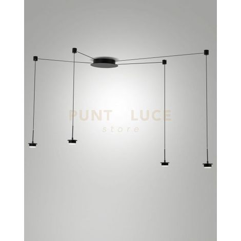 3804-44-101 MONTATURA NERA COMPLETA CAVO SPOSTABILE CCT 2700K - 3000K - 4000K - 28W - 3000 lm 4 LUCI DIMMERABILE