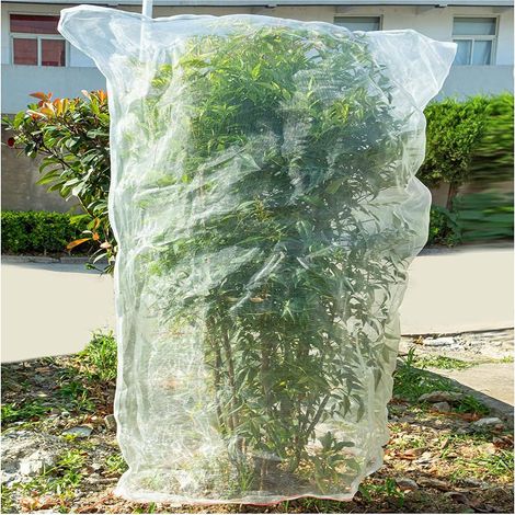 Filet de jardin anti-insectes, filet anti-oiseaux, filet pour plantes avec cordon de serrage, protection pour grands pots de fruits de 1,1 x 1,4 m (1/5)