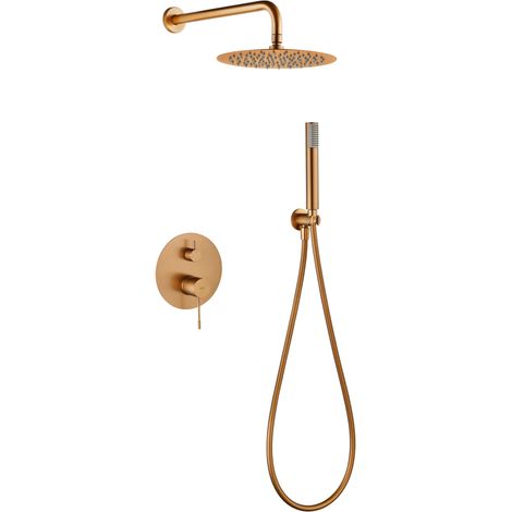 Ensemble de douche mural encastré WAVE mitigeur - Tête de douche murale Or rose brosséChroméNickel brosséNoir matOr rose brosséCanon de fusilOr bross (1/2)