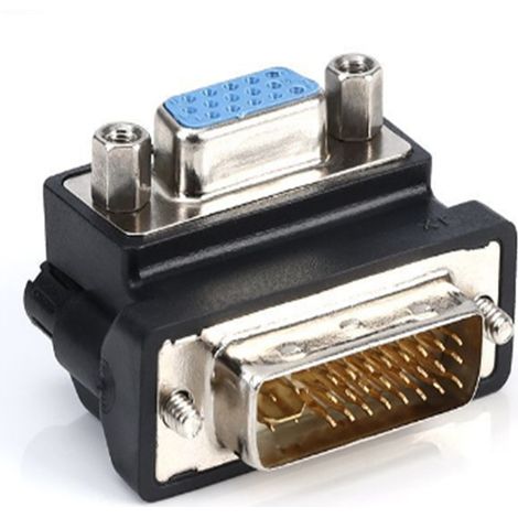 Factory direct sale of VGA female to DVI male HDB15 female DVI male adapter connectors with 90 degree elbow. (1/5)