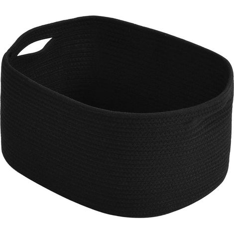 Aufbewahrungskorb aus Baumwollseil – 38 x 25 x 23 cm – Für Regale, Kleidung, Handtücher, Bücher, Bettwäsche – Schwarz – 1 Stück (1/5)