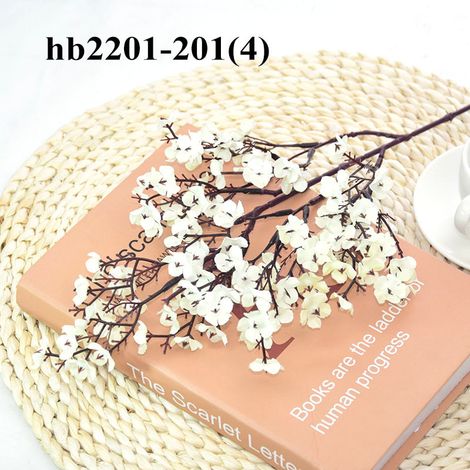 Bouquet de 6 fleurs artificielles Gypsophila blanc, fausses gypsophiles en soie pour décoration maison, cuisine, mariage, fête et événement. (1/5)