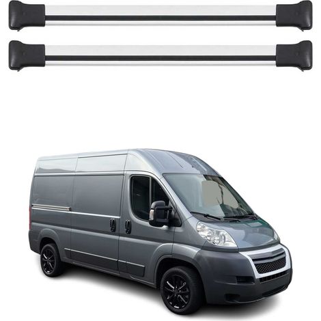 OMAC Aluminium Dachträger Querträger für Citroen Jumper II / Fiat Ducato 2006-2026 – Max. 75 kg – 2 Stangen Silber (1/5)