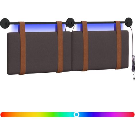Hanging Headboard with LED Light Dark Brown Antique PU vidaXL (1/5)