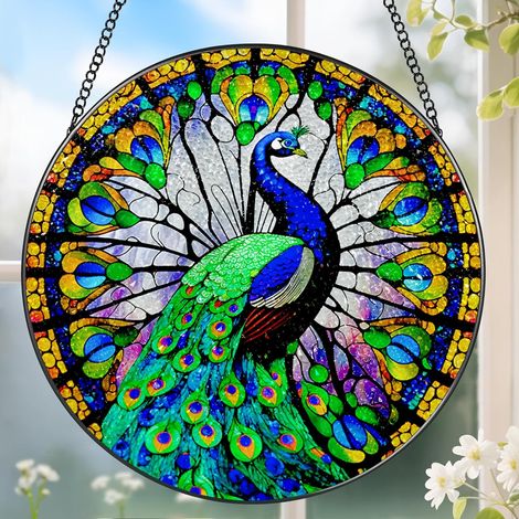 Ornement vitrail 9 cm à suspendre – Attrape-soleil décoratif intérieur, cadeau Noël, Fête des Mères, anniversaire (1/4)