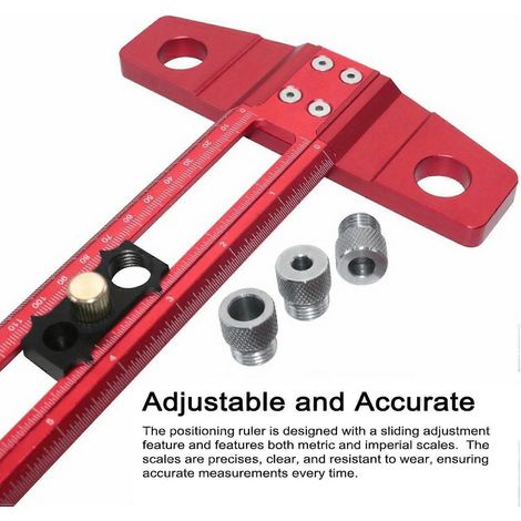 2-in-1-Holzbearbeitungs-Anreißnadel, multifunktionale Bohr- und Positionierungslineal aus Aluminiumlegierung in T-Form