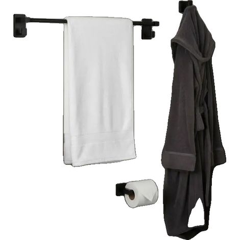 Badezimmerzubehörset, SUS201 Edelstahl, Wandmontage, schwarz (1/2)