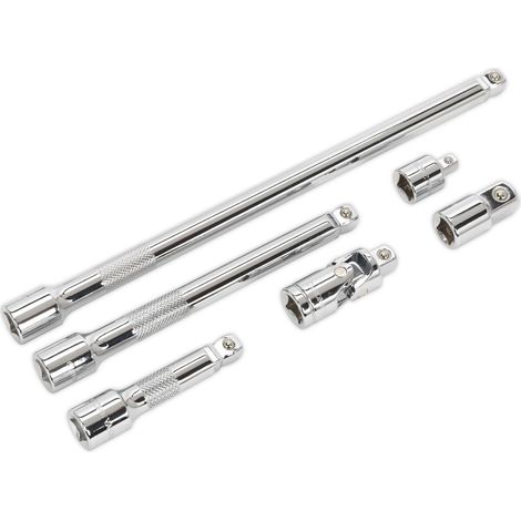 Sealey 3/8""Sq Drive Wobble Rigid Extension Bar Set 6pc Including U/J AK7690