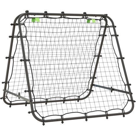 Fußball Rebounder Kickback Tor Rückprallwand Netz beidseitiger Rückprall Verstellbar in 5 Stufen für Fußball Training Stahl Schwarz 100 x 95 x 90 cm