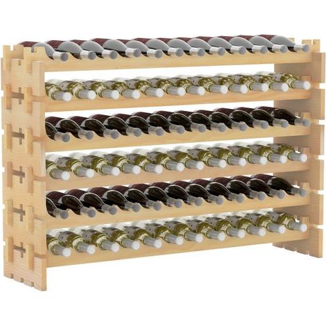 Botellero de 72 botellas, apilable de 6 niveles, de madera de pino. (1/5)
