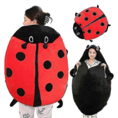 Coussin coccinelle portable (100 cm) - Peluche douce et chaude pour dormir - Amovible - Grande taille (100 cm / 39,4 pouces) - Giantgmzs (1/4)