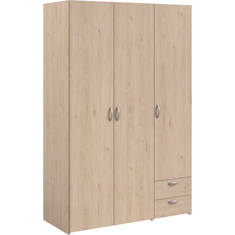 Armoire 3 portes 2 tiroirs aspect bois - AMAEL (1/5)