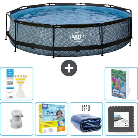 Exit Pool Rund - Steinoptik - 360x76 cm - 7-teilig S285