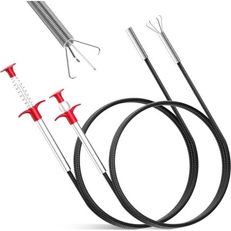 Pince flexible à griffes 200 cm/90 cm, spirale de nettoyage de tuyaux, spirale de drainage, spirale télescopique pour cuisine, salle de bain et égouts. (1/4)