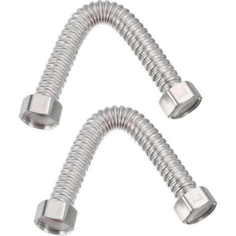 20mm x 20cm Tuyau Flexible de Chauffe-Eau d'Acier Inoxydable, 2 Pcs Tuyau de Connecteur de Chauffe-Eau Ondulé Durable, pour Raccord de Conduites d'Eau (1/4)
