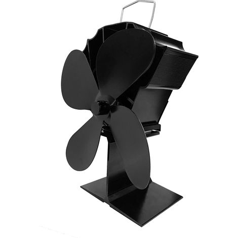Ventilateur de poêle à bois écologique sans électricité 4 pales ultra silencieux pour cheminée et dispersion chaleur efficace (1/4)