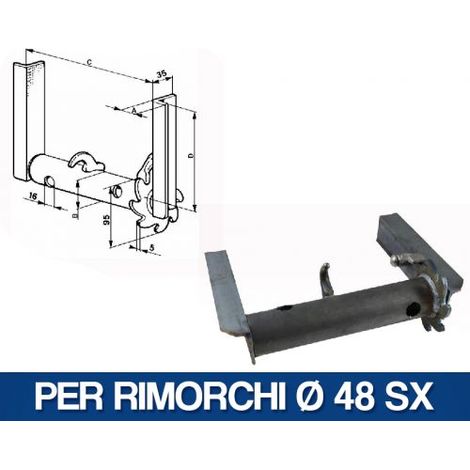 VERRICELLO ARGANO INDUSTRIALE RIMORCHIO CARRELLO TRATTORE MOTOCOLTIVATORE 20000V PER RIMORCHI D.48 SX (20003)