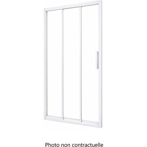 Paroi de Douche Accès de Face Coulissante 3 Vantaux 190x80cm ALTERNA Verseau Profilé Blanc - 7716463 (1/3)