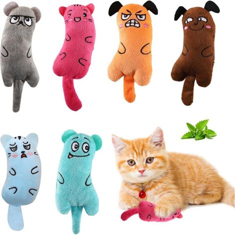 Lot de 6 jouets à mâcher à mâcher en peluche pour brosser les dents des chats, herbe à chat, jouet interactif pour chat, petit jouet à mâcher pour chat, herbe à chat naturelle