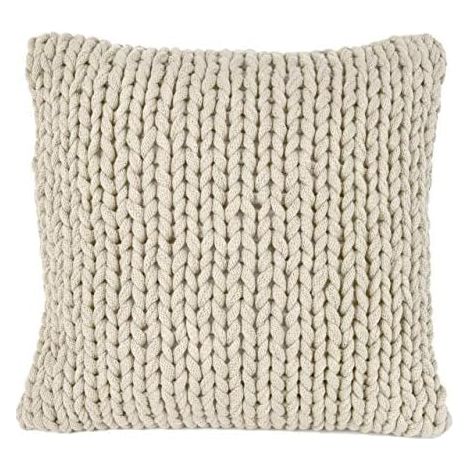 Nielsen HOME MARLIN Federa per Cuscino 50x50 cm in 100% Cotone con Maglia Grossa a Trecce Colore Bianco Panna (1/4)