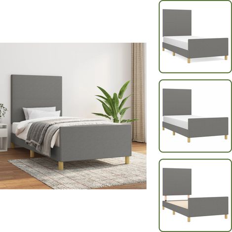 Letto con testiera regolabile - vidaXL Giroletto senza Materasso Grigio Scuro 100x200 cm Tessuto - Letto con gambe di supporto