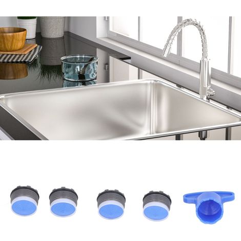 Ensemble de 5 aérateurs de robinet M18,5 mm avec clé, type à insérer, convient aux robinets de salle de bain ou de cuisine d'un diamètre M18,5 mm. (1/5)
