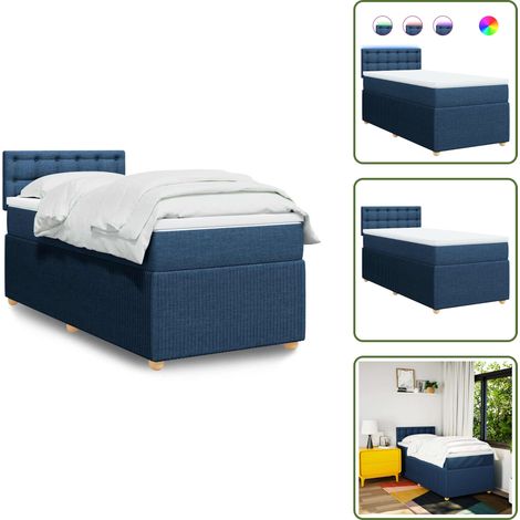 vidaXL Boxspringbett mit Matratze Blau 90x190 cm Stoff (1/5)